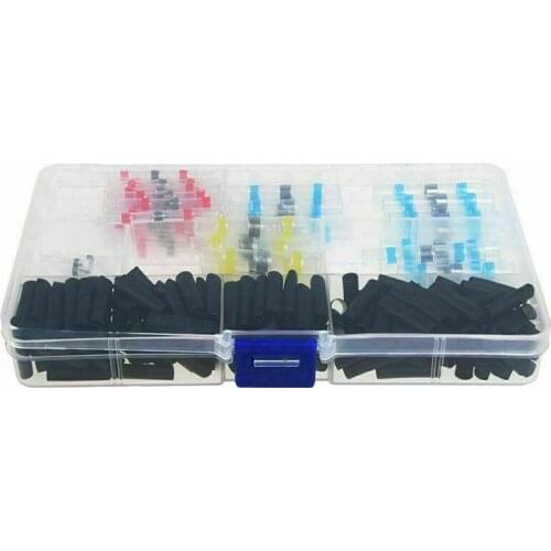 350pcs Heat Shrink Sleeve Butt Wire Connectors Terminals Waterproof Solder Seal Ring Heat Shrinkable Tube Electrical Set