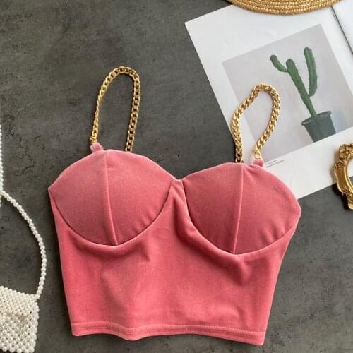 Velvet crop tops sexy solid color sling camisole spaghetti strap tanke top women built in bra 2021 new fashion casual camis hot