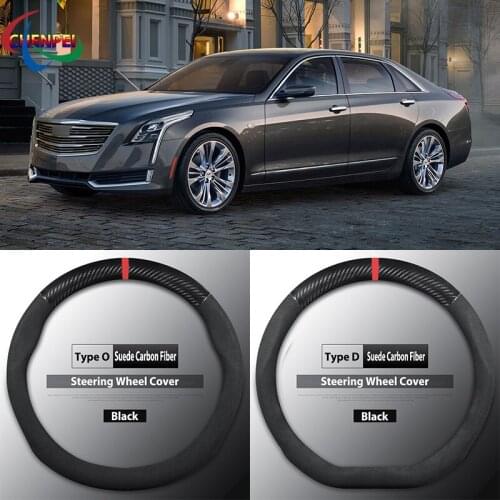 Four Seasons Universal Non-Slip Carbon Fiber Suede Steering Wheel Cover For Cadillac CT6 Car Interior Accessories