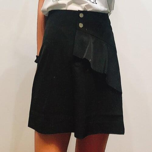 Patads French minority skirt fashion rivet Ruffle stitched short skirt womens autumn and winter ju00142