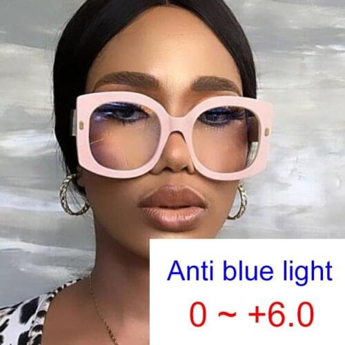Fashion Pink Square Magnifying Reading Glasses Women Luxury Designer Anti Blue Light Optical Lens Big Frame Eyewear Computer +2