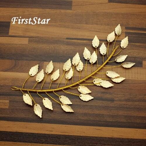 Handmade Romantic Pageant Women Hair Vine Gold Leaf Bridal Headpiece Wedding Headband Prom Hair Jewelry For Bride Party Gift