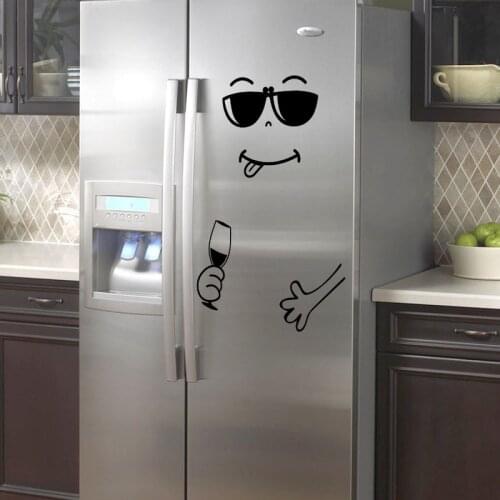 1 Sheet Fridge Cute Sticker Fridge Happy Delicious Face Kitchen Fridge Wall Stickers Art Cute Smiley Wall Stickers