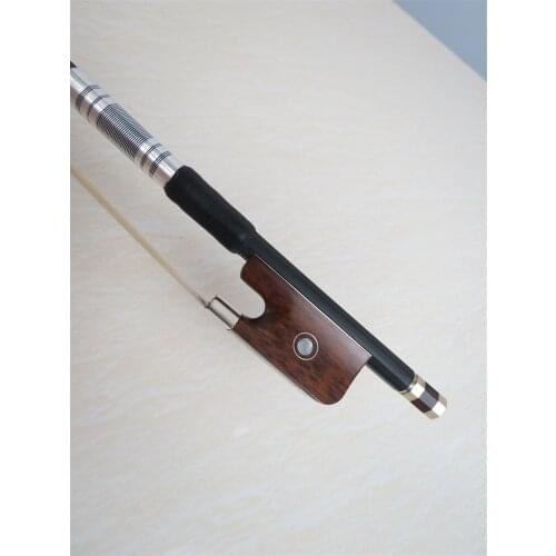 1pcs strong black Carbon fiber viola bow,white bow hair,snakewood frog #212