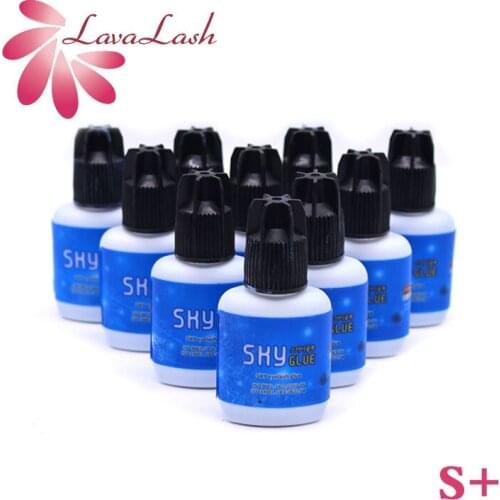 10 Bottles Sky S+ Eyelash Extensions Black Cap Korea 10ml False Eyelash Extensions Glue Makeup Beauty Tools Lash Wholesale
