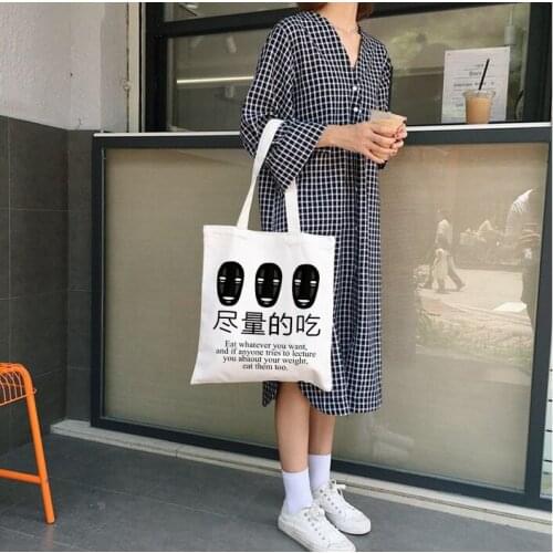 2021 Casual Women Canvas Bags Shopping Eco Reusable Foldable Shoulder Bag Handbag Totebag Fashion School Student Shoulder Bags