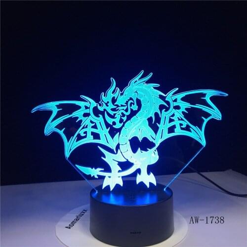 Fire Dragon 3d Led Light 7 Colors Night Lamp For Kid Gift Touch Led Usb Table Lampara Lampe Baby Sleeping Nightlight AW-1738