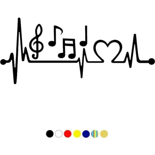 CS-10383# Vinyl Decal Music Notes Heartbeat Car Sticker Waterproof Auto Decors on Truck Bumper Rear Window Choose Size