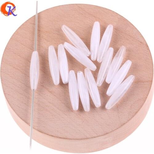 Cordial Design 860Pcs/Lot 6*28mm Acrylic Beads/Jewelry Accessories/White Lined Beads/Flat Oval Beads/Earring Findings