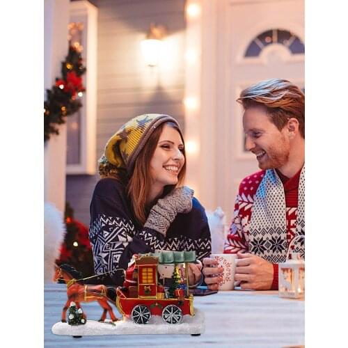 Classic Santa Claus Horse Drawn Cart LED Light Christmas 2021 Ornament Santas Xmas 2022 New Year Home Living Room Bearable