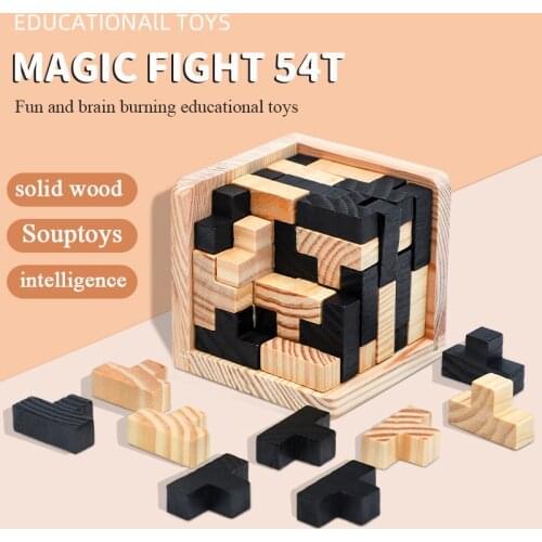 54T Building Blocks Tetris Kong Ming Lock Toys Classical Wooden Adult Casual Games Office Antistress Intelligence Education Toys
