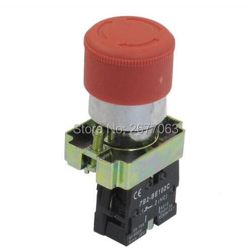 22mm 1NC Red Sign Ignition Emergency Stop Push Button Switch 600V 10A XB2-BS442