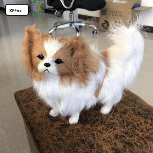 Cute real life butterfly dog model plastic&furs Papillon dog doll gift about 22x19x10cm xf2329