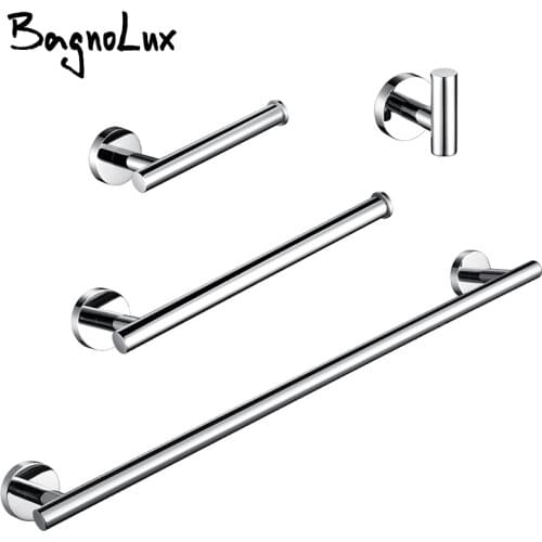 Chrome Stainless Steel Round Wall Mounted Hand Towel Bar Toilet Paper Holder Robe Towel Hooks Bathroom Accessories Kit
