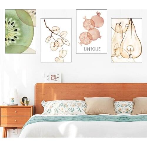 Fruits Kiwi Pears Poster Wall Stickers for Kids Room Nursery Dining Living Room Wall Decoration Sofa Backdrop Decals Home