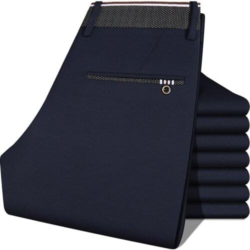 2020 New Mens Pants Smart Casual Straight regular Mid-waist male pants Spring Summer Micro-bomb men trousers