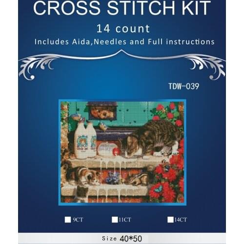 New Embroidery Counted Cross Stitch Kits Needlework - Crafts 14 ct DMC DIY Arts Handmade Decor - cats 3