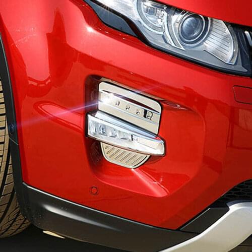 Front bumper fog light lamp headlight decorative Cover sticker frame trim for range rover evoque Chromium Styling Accessories