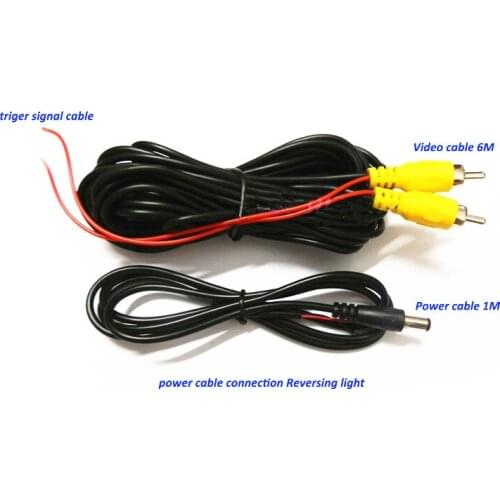 RCA wire 6M camera cable for car parking rear front side view camera, RCA port for DVD monitor wired cable
