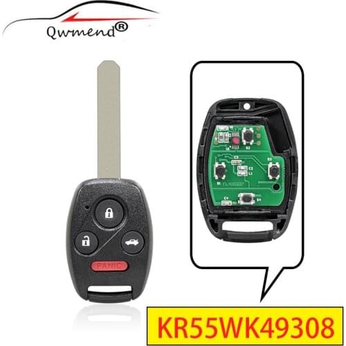 3+1 Buttons Car Remote Key for Honda Accord 2008-2012 Smart Car Key for Auto 313.8Mhz ID46 Chip for Honda Key KR55WK49308