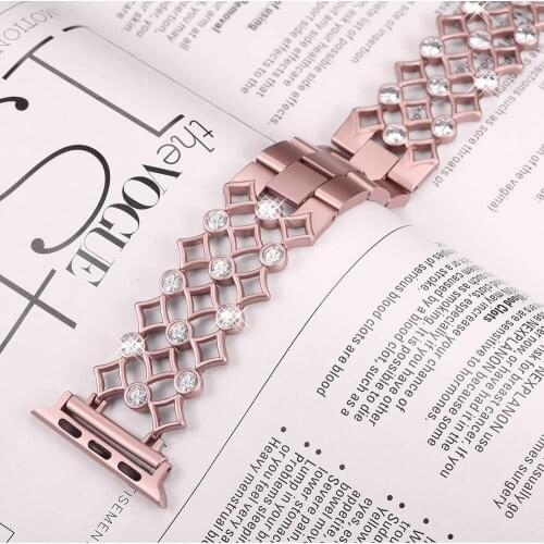 Diamond Strap for apple Watch Band 44mm 40mm 42mm 38mm Stainless Steel Belt women wristband Accessories iwatch Series 4 3 5 se 6