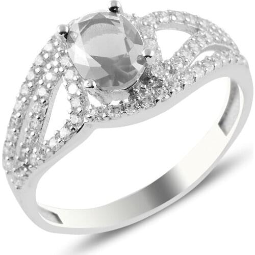 Silver 925 Sterling Zircon Engagement Ring