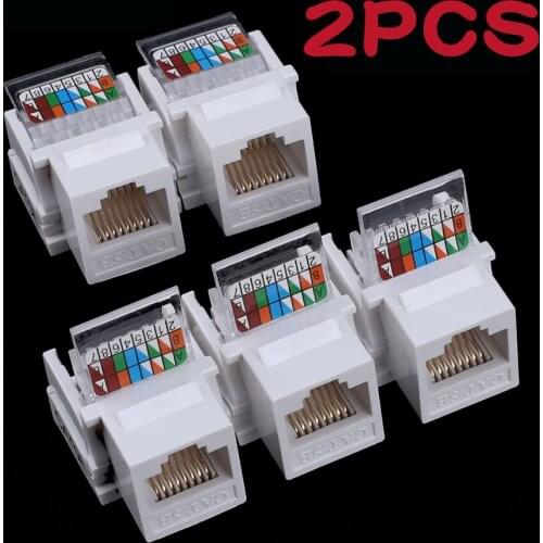 2pcs Tool-free CAT5E UTP network module RJ45 connector Information socket Computer Outlet cable adapter Keystone Jack FOR AMP