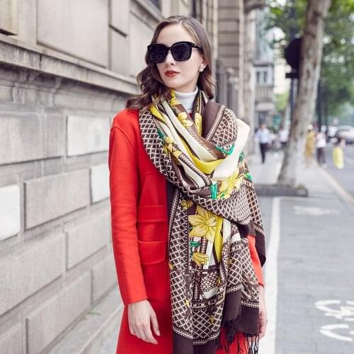 Fashion Winter Scarf For Women Scarf Cashmere Warm Plaid Pashmina Scarf Luxury Brand Blanket Wraps Female Scarves And Shawls
