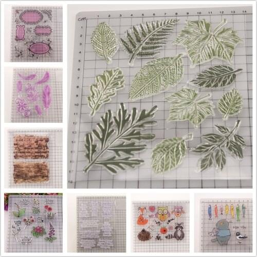 2020 Leaves Feather Clear Stamps DIY Scrapbooking Craft Supplies Silicone Seal Photo Album Transparent Stamp for Stamping