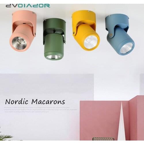 Macaron Led Downlight Surface Mounted Spot Led 360° Rotation COB Chip Indoor Lighting Background Wall Living Room Ceiling Lamp