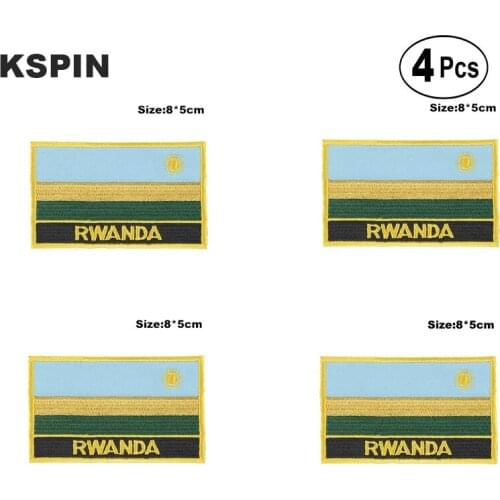 Rwanda Rectangular Shape Flag Iron on Saw on Patches Embroidered Flag Patches National Flag Patches for Clothing