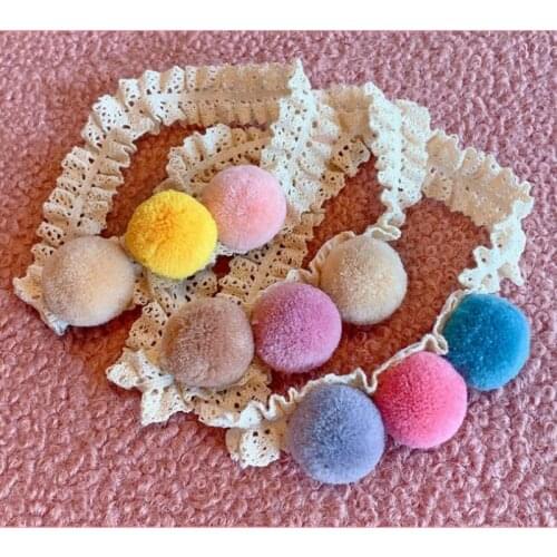 Baby Headband Lace Kids Pompom Hairband For Girls Autumn Winter Head Wrap Infant Hair Accessories Newborn Photo Props