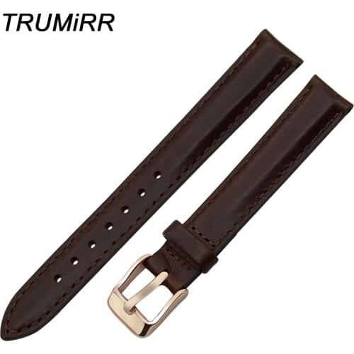 France Genuine Calf Leather Watchband 13mm 18mm 20mm Universal Watch Band Stainless Steel Clasp Strap Wrist Bracelet Black Brown