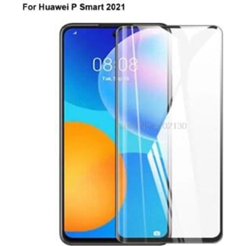 For Huawei P smart 2021 Screen Protector Case Full Glue Tempered Glass Protective 9H Cover On Psmart Psmart2021