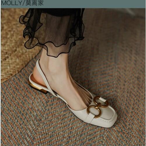 Chunky Flat Women Slippers Leather Light Women Sandals Non-slipBack Strappy Women Dress Shoes Zapatillas Mujer Female Footwear