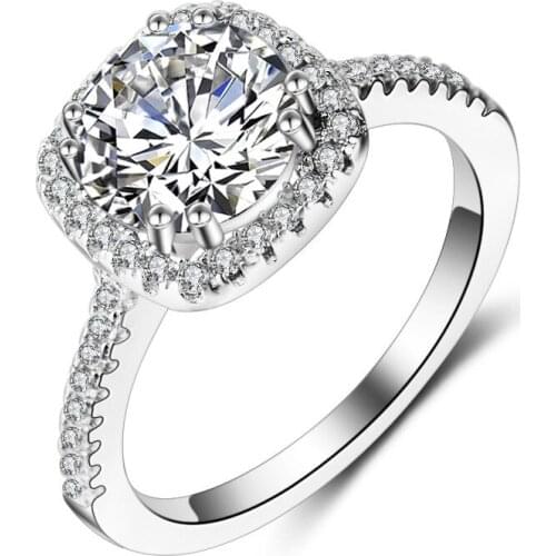 Rings for Women 925 Silver Natural Diamond Wedding Fine Luxury Jewelry 4-10 Size Simple Temperament Silver Rings Lovers Gift