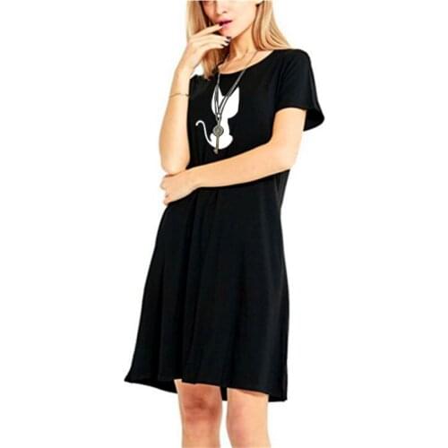 NEW Summer Womens Casual Dress 2021 Ladies Cat Printing Dresses Comfortable T-Shirt Dress Fashion Loose Beach Dress for Femme