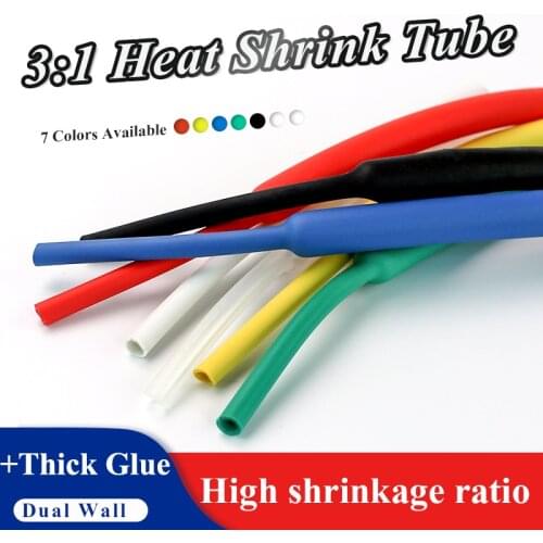1M/lots 3:1 Heat Shrink Tube with Glue Dual Wall Tubing Diameter 1.6/2.4/3.2/4.8/6.4/7.9/9.5/12.7mm Adhesive Lined Sleeve Wrap