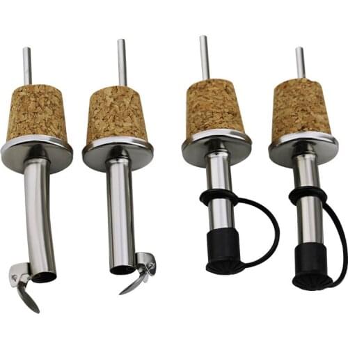 1 pcs Bar stainless steel wine stopper wooden piston with dust-proof oil bottle home funnel multi-function can be customized