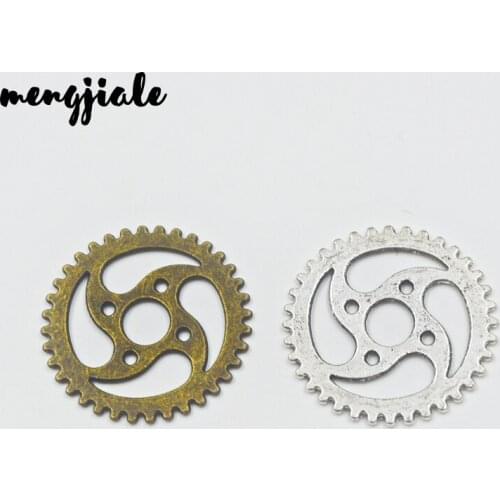 10pcs/lot 31mm Two Color Vintage Metal Zinc Alloy Steampunk Big Gear Charms Fit Jewelry Pendant Charms Making