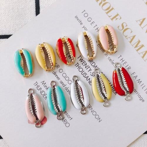 10 pieces / lot Simple oil drop gold-plated shell earring pendant accessory Other