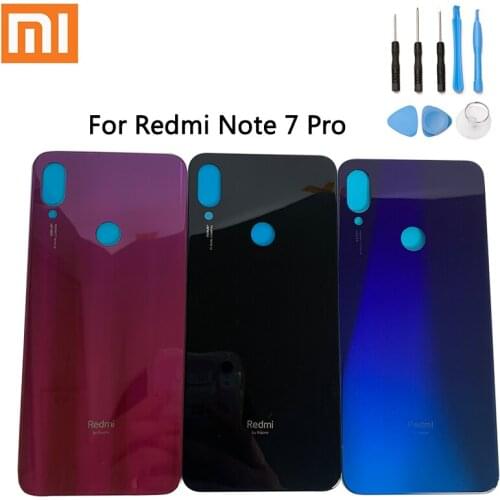 100% Original New Xiaomi Redmi Note 7 Pro Back Battery Cover Glass Housing Door Rear Case Phone Lid with Adhesive with tools
