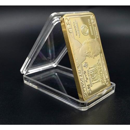 USD 20 Dollar Bullion 24k Gold Bar American Metal Coin Golden Plated Bars USD with gift box
