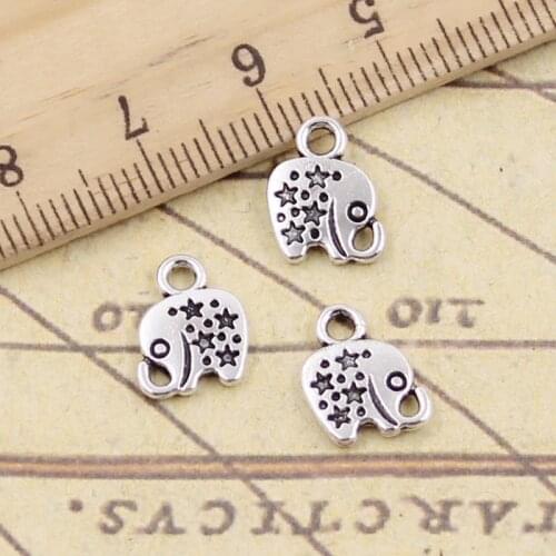 30pcs Charms Lovely Elephant Star 11x8mm Tibetan Silver Color Pendants Antique Jewelry Making DIY Handmade Craft