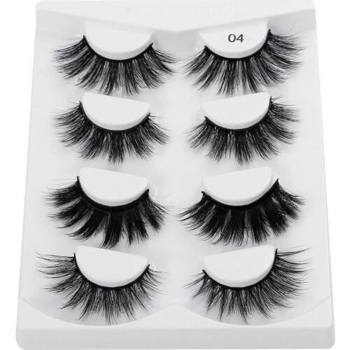 4 Pairs Natural 3D Mink False Eyelashes Fake Lashes Thick Cross Long Makeup Lashes Eyelash Extension Mink Eyelashes for Beauty