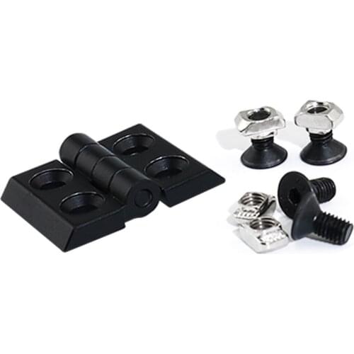 4pcs Door Butt Hinges,Door Frame Black Metal Hinge with Screws and T nut for Aluminum Extrusion Profile 30S
