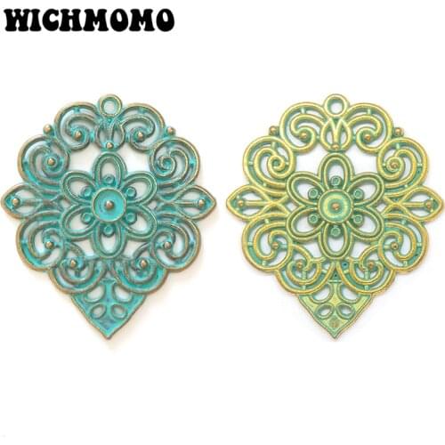 2019 New 40MM Porous Linker 5pcs Retro Patina Plated Zinc Alloy Green Connectors for DIY Necklace Charms