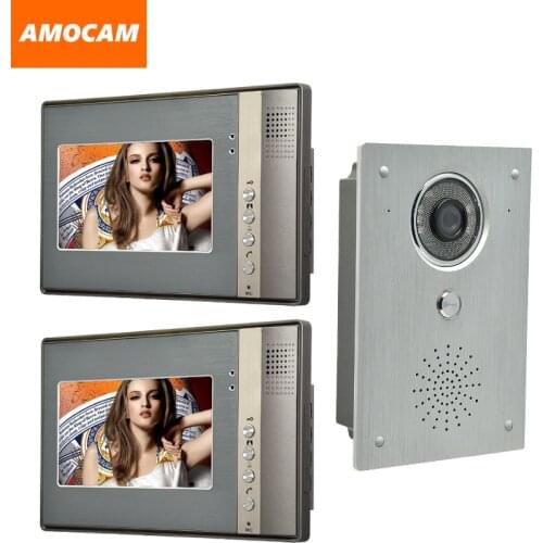 7" Monitor Video doorbell Door Phone Intercom System IR Night Vision alloy Door Camera wired video interphone kits 2-Monitor