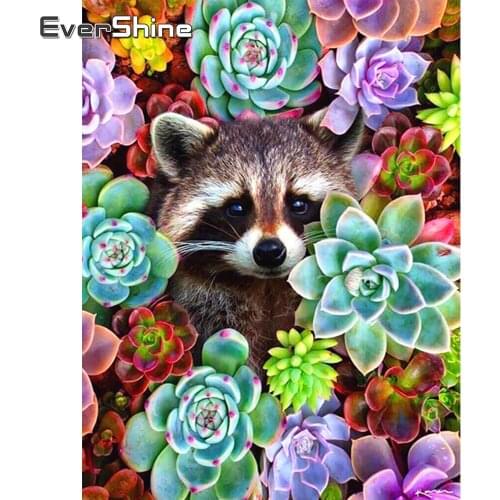 EverShine Diamond Embroidery Raccoon Cross Stitch Kits Diamond Painting Animals Picture Rhinestones Mosaic Art Kits Wall Decor
