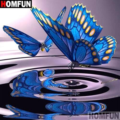 HOMFUN Full Square/Round Drill 5D DIY Diamond Painting "Animal butterfly wave" 3D Embroidery Cross Stitch 5D Decor Gift A16838